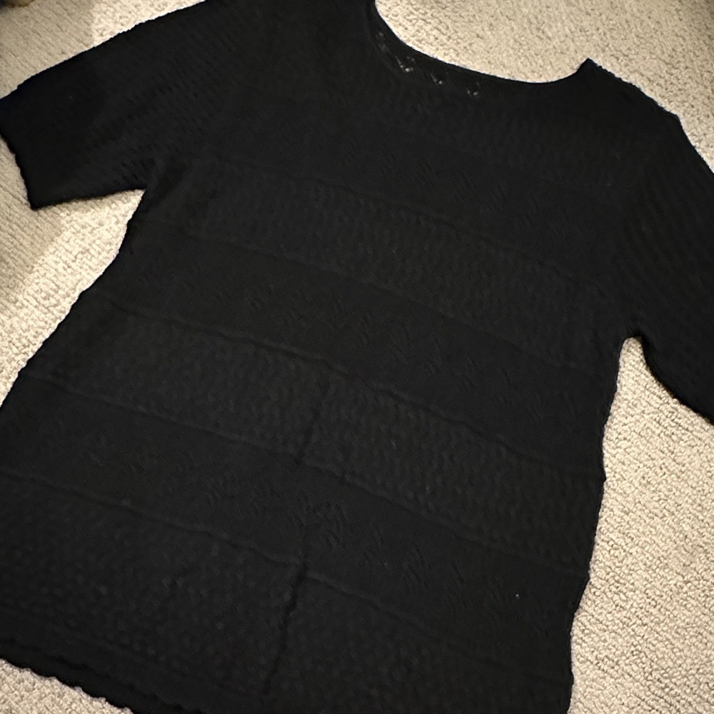 Black crochet Short Sleeve Top xl